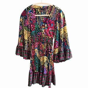 Vintage Betsey Johnson Bambi Baby Deer Dress Sz 2 Retro Bohemian Resort Wear HTF